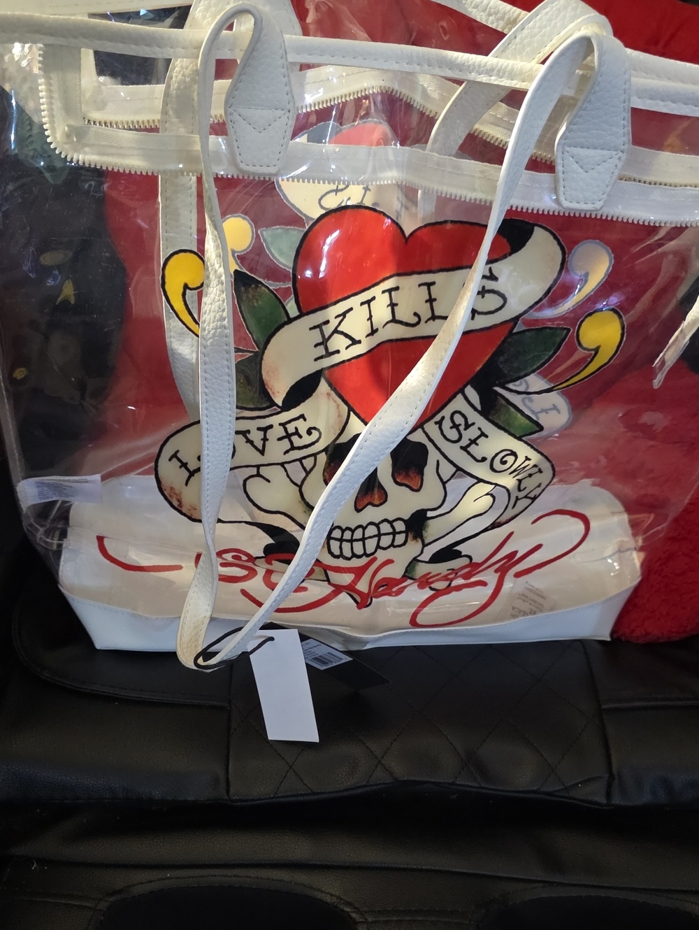 - Ed Hardy - Skull and Crossbones Clear PVC Tote NWT